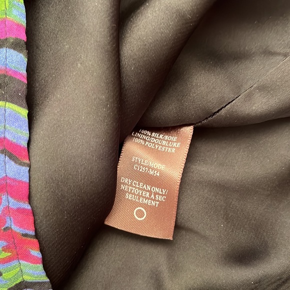 Charlie Jade abstract multicolor three quarter sleeve silk dress XS - Picture 9 of 9